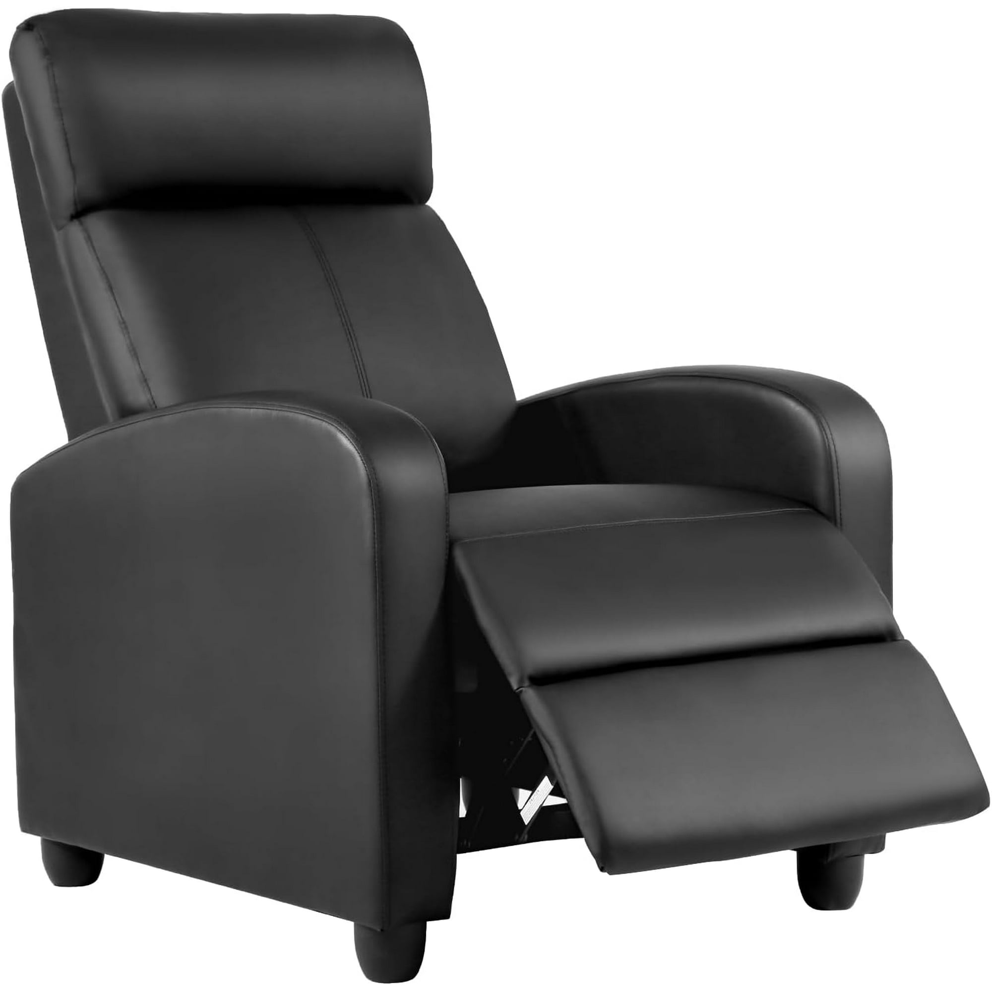 EDX PU Leather Recliner Chair, Small Recliner Sofa Chair with Padded Seat & Side Pocket, Modern Seating Furniture with Footrest & Backrest for Home, Theater, Living Room