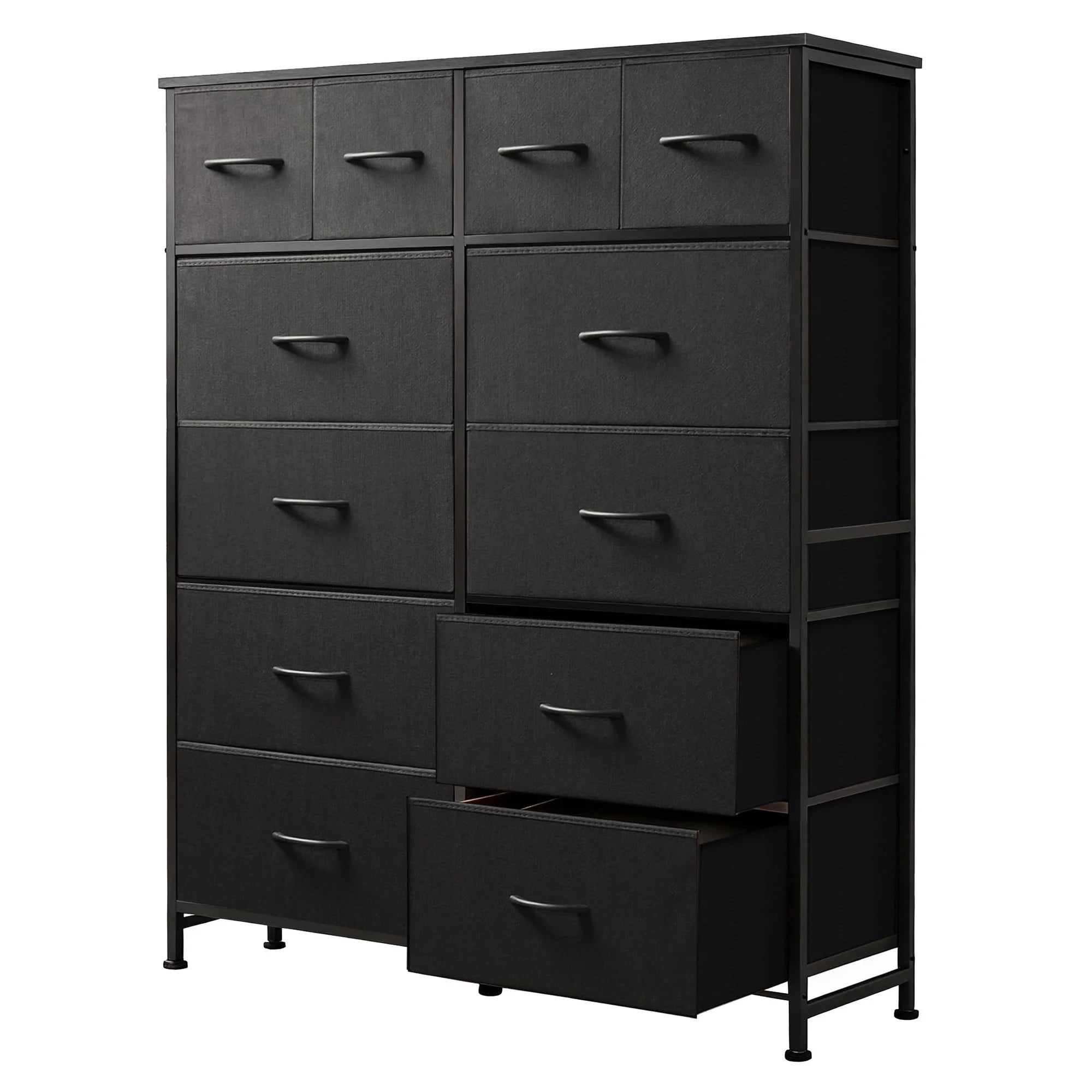 edx Tall Dresser with 12 Drawers, Steel Frame and Wood Top, Storage Organizer for Living Room, Hallway, Office