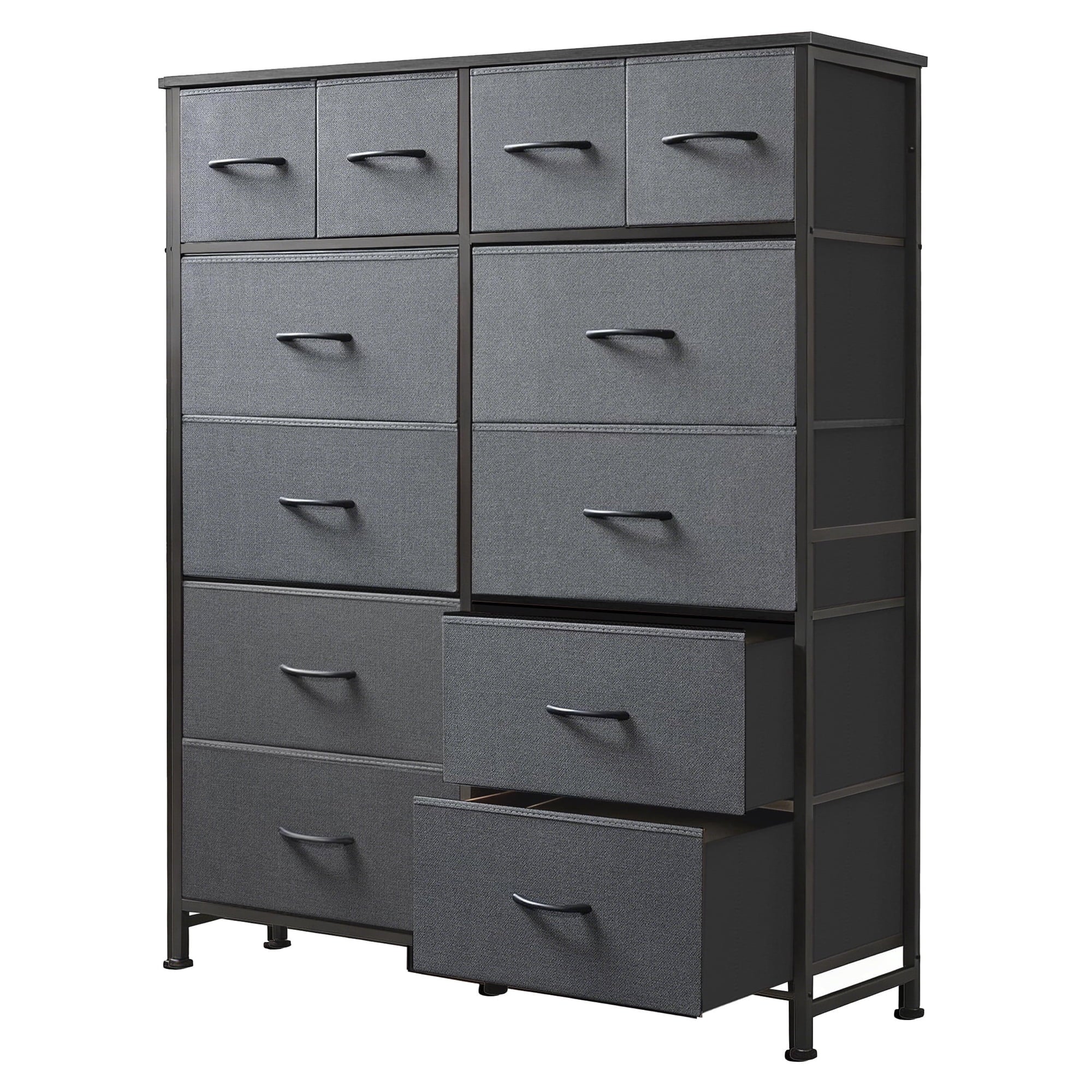 edx Tall Dresser with 12 Drawers, Steel Frame and Wood Top, Storage Organizer for Living Room, Hallway, Office