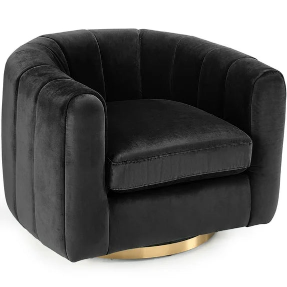 EDX Swivel Accent Chair, Reclining Velvet Barrel Chair