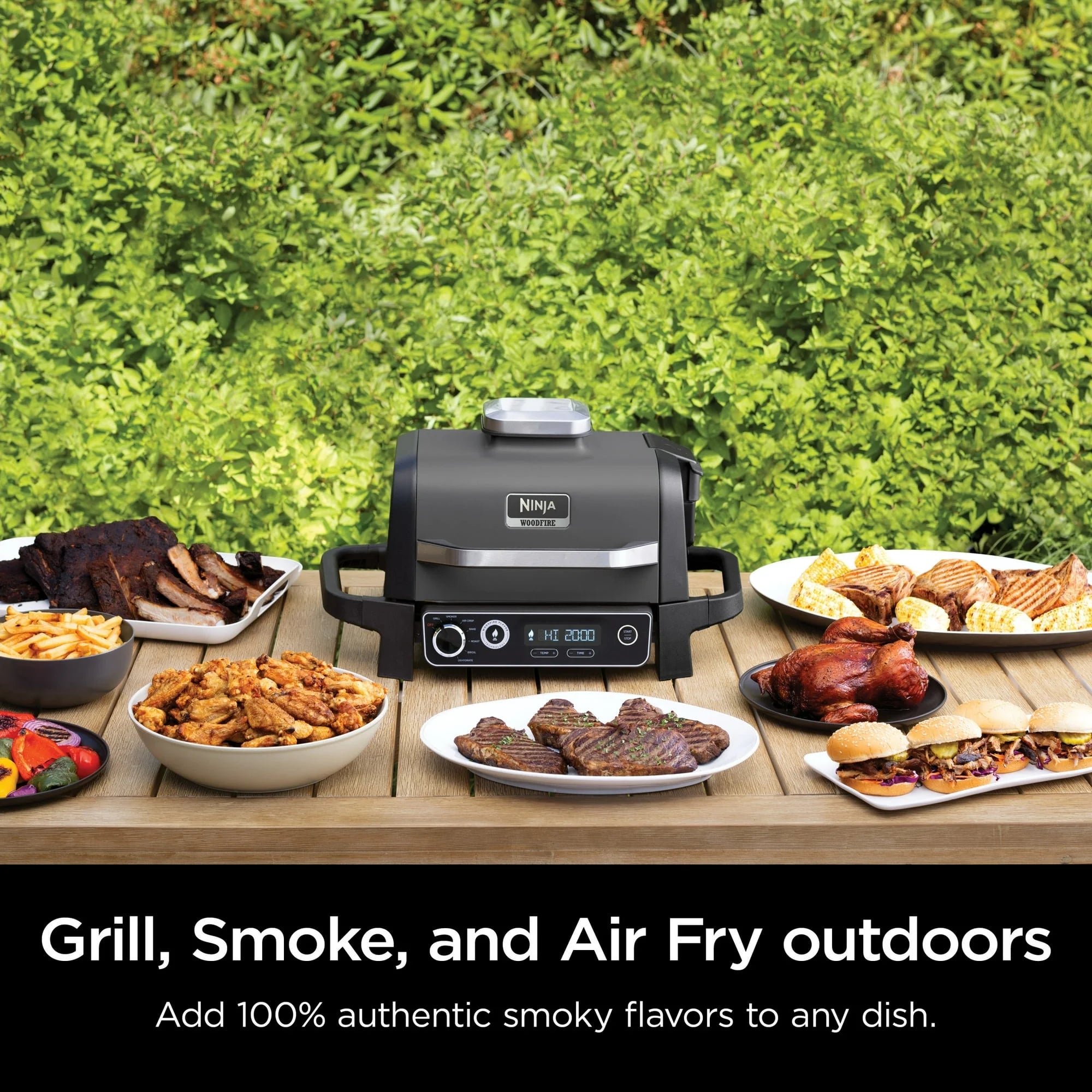 EDX Woodfire 7-in-1 Outdoor Grill, Master Grill, BBQ Smoker, and Outdoor Airfryer in Black