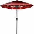 EdX 9.2 FT 3-Layer Solar Patio Umbrella, 32 LED Lights Market Umbrella with Adjustable Tilt, 8-Rib Outdoor Sunshade for Backyard, Deck and Poolside