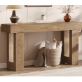 Edx 63 Inch Farmhouse Console Table, Solid Wood Rectangular Sofa Table for Behind Couch, Entryway Hallway Living Room Storage Table