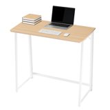 EDX Folding Computer Desk, 31.5 Inch Compact Foldable Writing Workstation for Small Spaces, Easy Assembly Space-Saving Home Office Table, Oak Finish