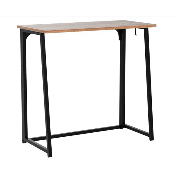 Edx Folding Computer Desk, 31.5 Inch Compact Foldable Writing Workstation for Small Spaces, Easy Assembly Space-Saving Home Office Table, Oak Finish