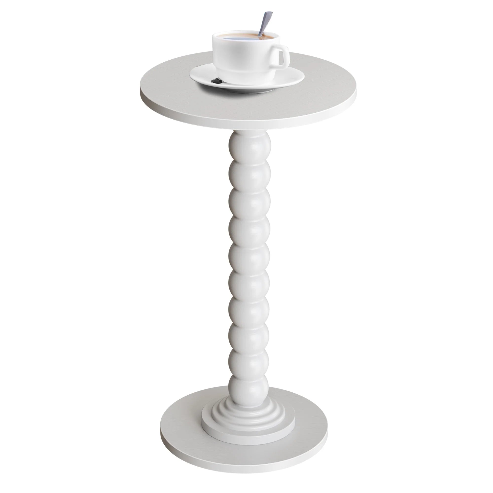 EDX Round Side Table - Solid Wood Leg Small Drink Table for Living Room Bedroom Office