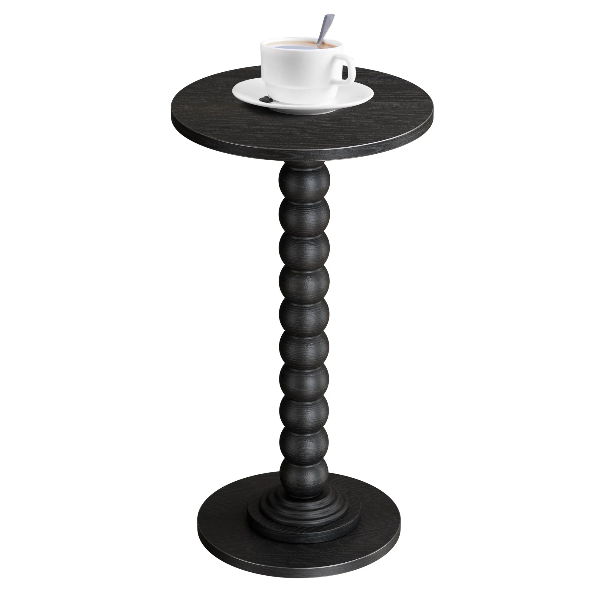 EDX Round Side Table - Solid Wood Leg Small Drink Table for Living Room Bedroom Office