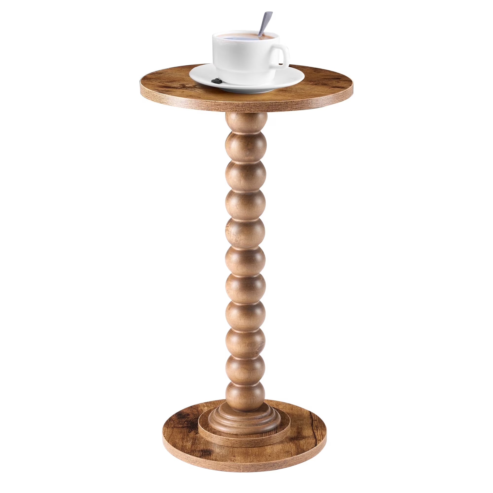 EDX Round Side Table - Solid Wood Leg Small Drink Table for Living Room Bedroom Office