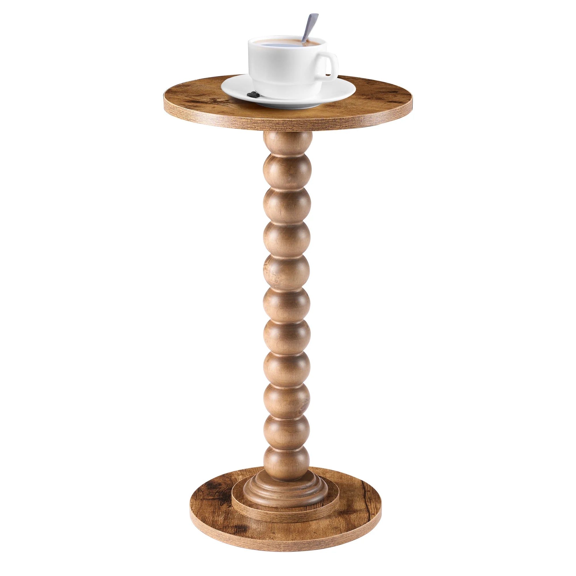 EDX Round Side Table - Solid Wood Leg Small Drink Table for Living Room Bedroom Office