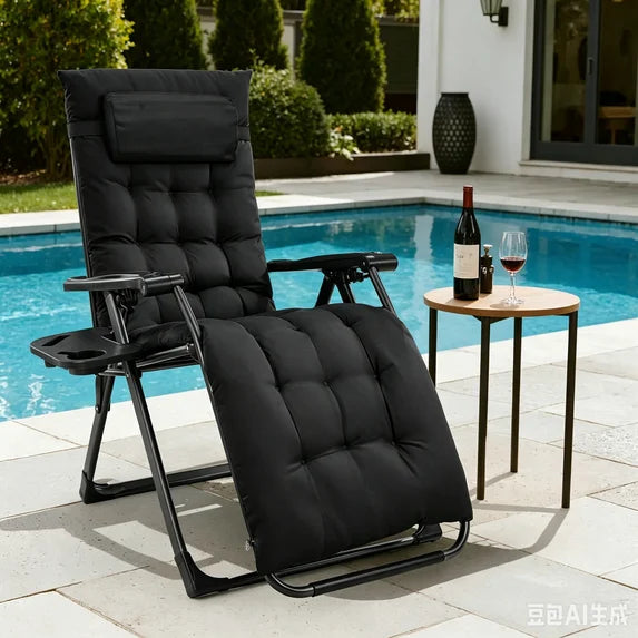 Edx Upholstered Zero Gravity Chair Folding Recliner with Removable Cushion & Tray