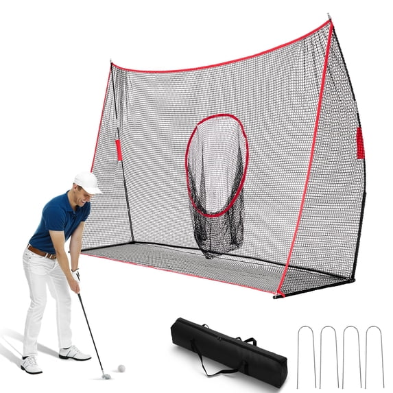 EDX Golf Practice Driving Range Net with Target Holes, 10x7 ft or 7x7 ft Personal Driving Net, Professional Golf Training Net for Indoor and Outdoor Use