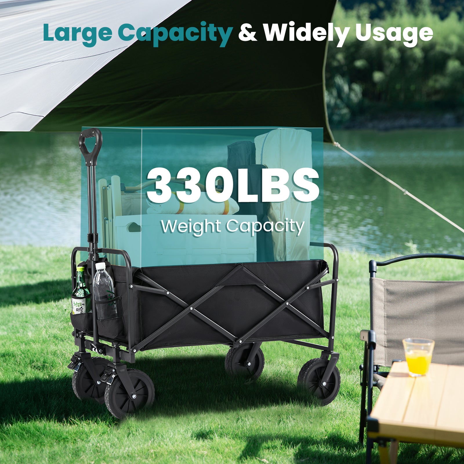 Ultra-Durable Foldable Cargo Wagon with 360° All Terrain Wheels - Increased Capacity for Easy Transport (One Pack)