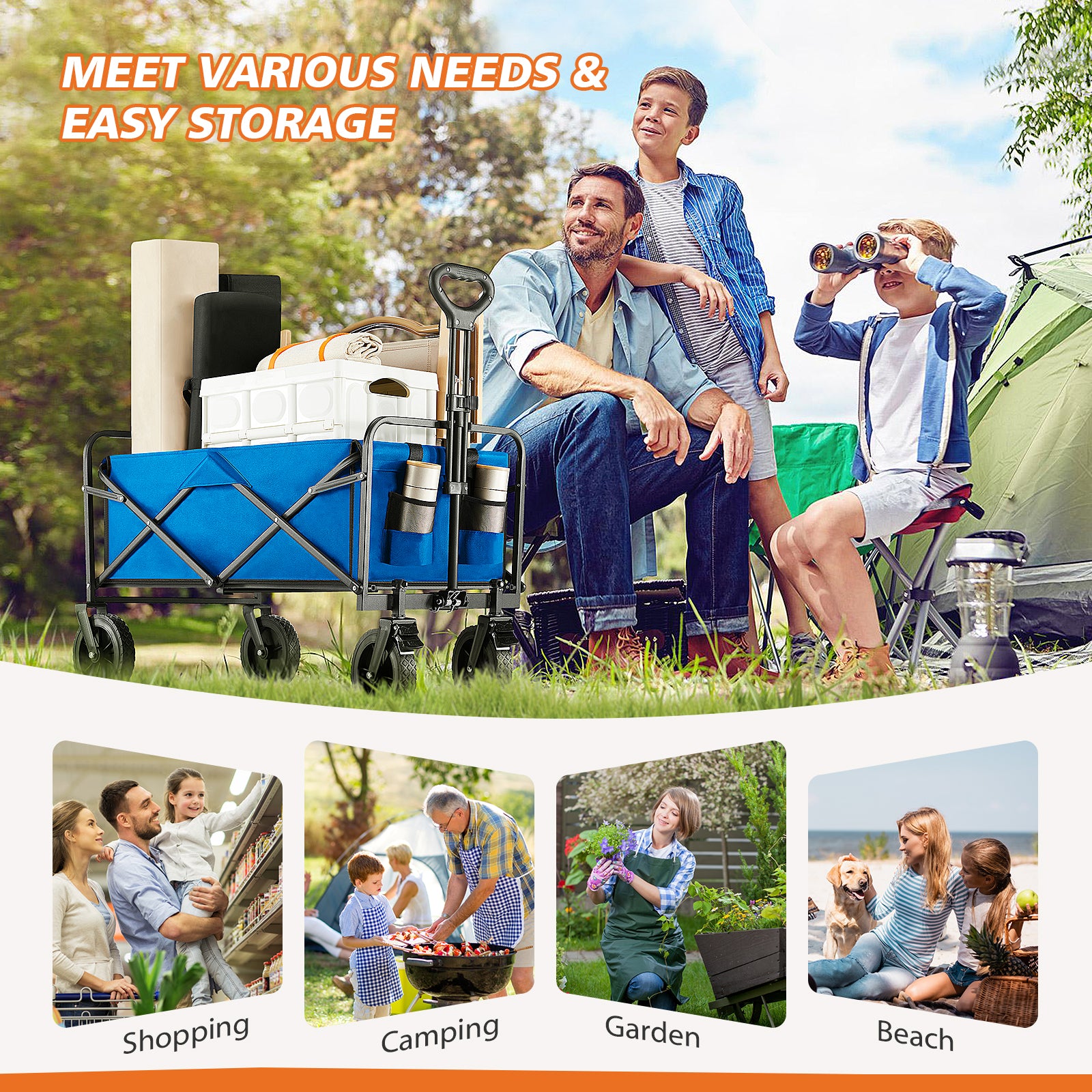 Ultra-Durable Foldable Cargo Wagon with 360° All Terrain Wheels - Increased Capacity for Easy Transport (One Pack)