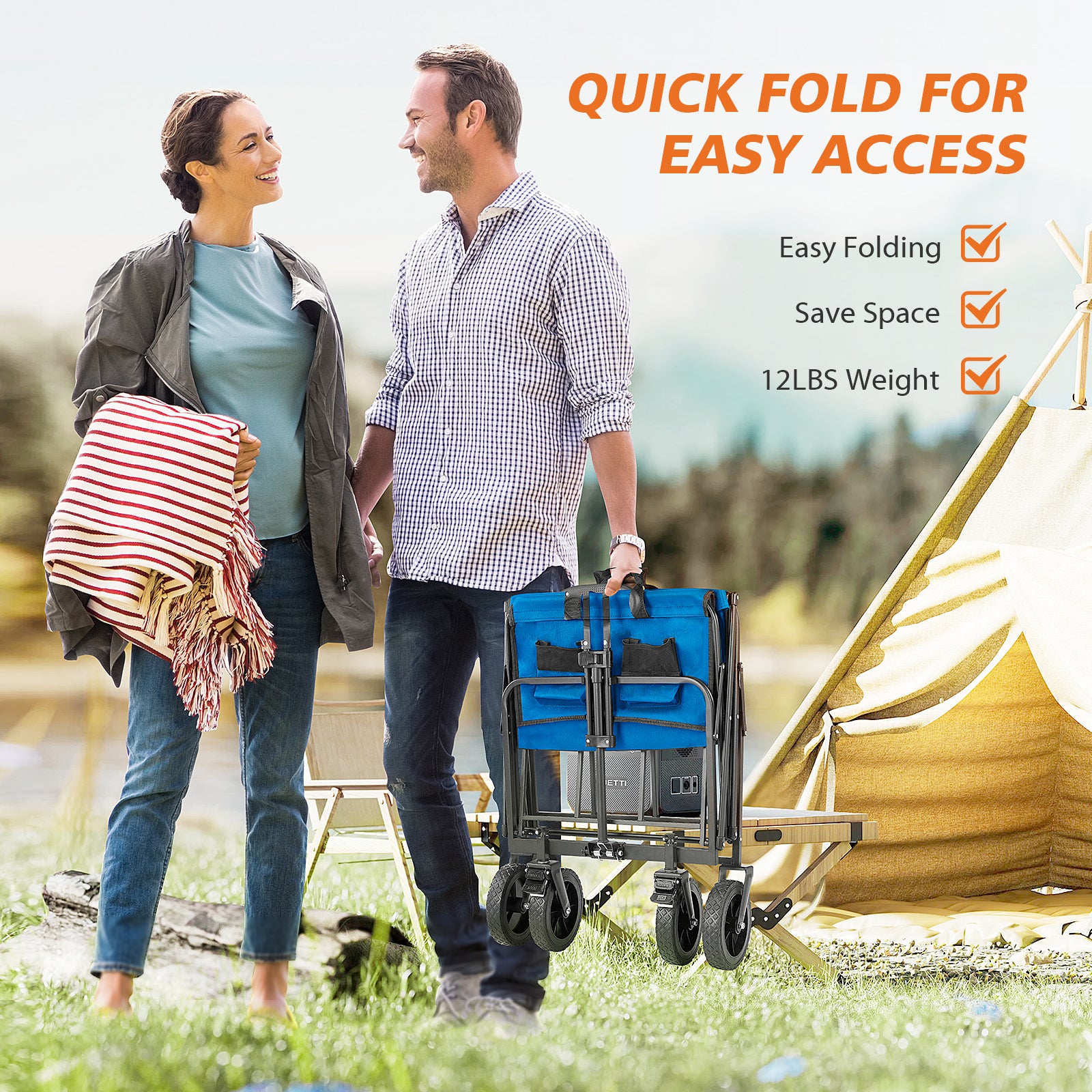 Ultra-Durable Foldable Cargo Wagon with 360° All Terrain Wheels - Increased Capacity for Easy Transport (One Pack)