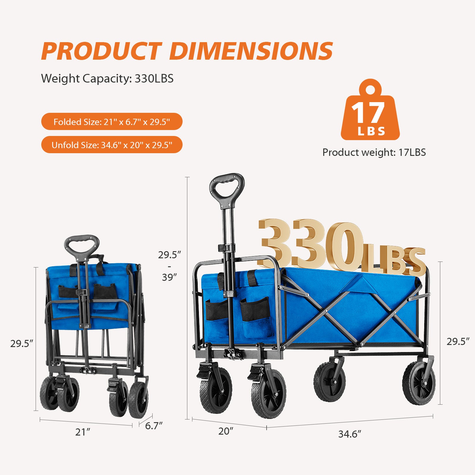Ultra-Durable Foldable Cargo Wagon with 360° All Terrain Wheels - Increased Capacity for Easy Transport (One Pack)