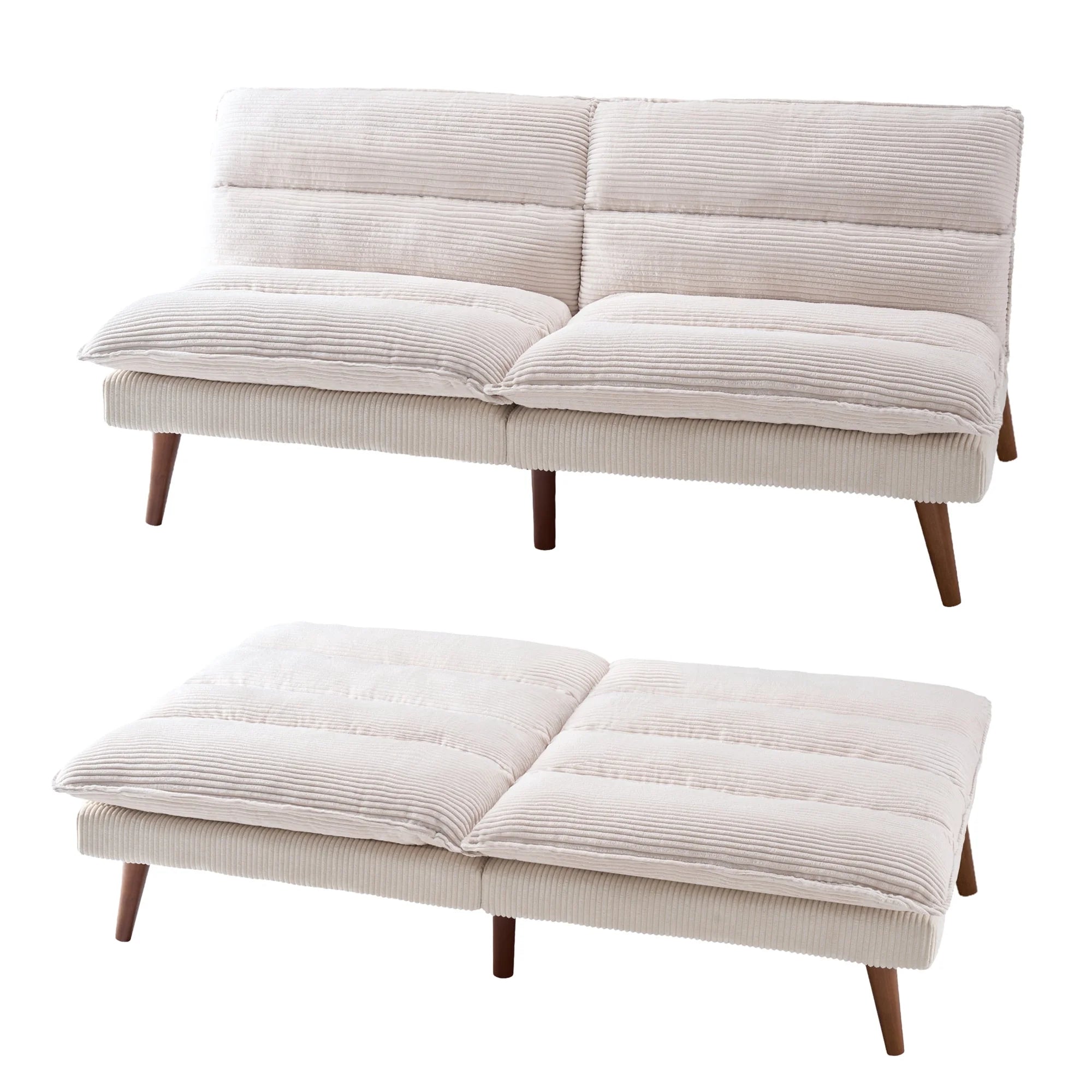 edx Stylish Futon Sofa Bed - Memory Foam Convertible Loveseat, Perfect Sleeper Convertible Futon Couch for Living Room, Corduroy Upholstery