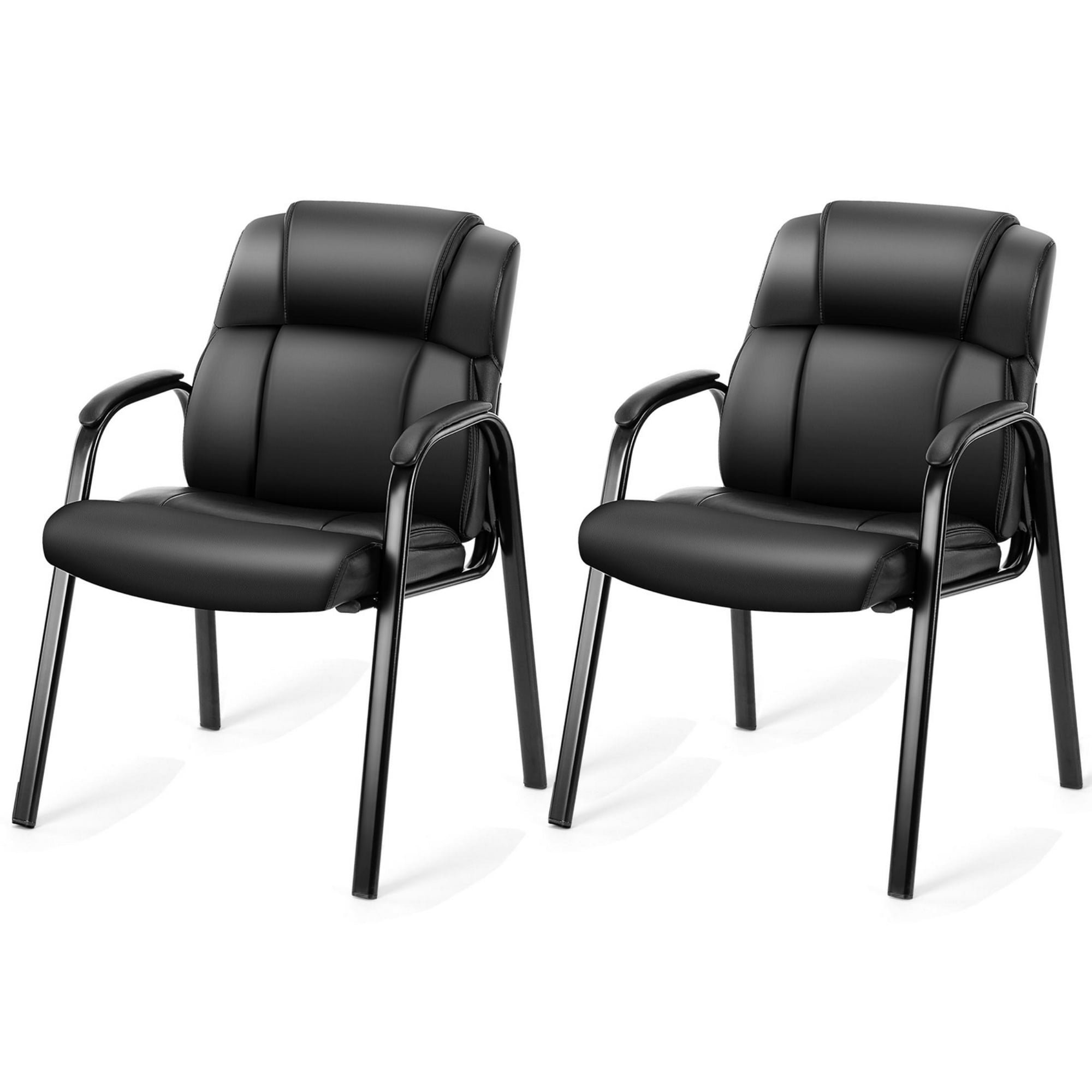 edx Executive Office Guest Chair - Stylish and Comfortable PU Leather Desk Chair with Lumbar Support and Padded Armrest, Perfect for Conference Rooms, Reception Areas, and Waiting Rooms