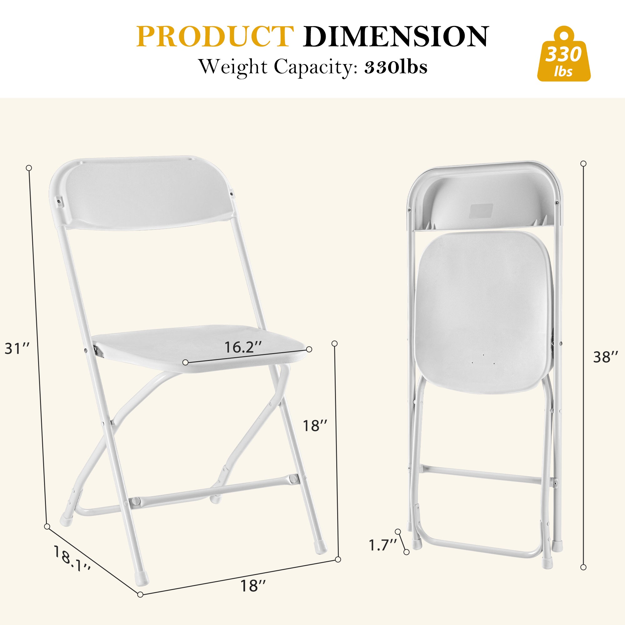 Folding Chair, Indoor Outdoor Portable, Stackable for Events, Offices, Weddings, Picnics and Restaurants