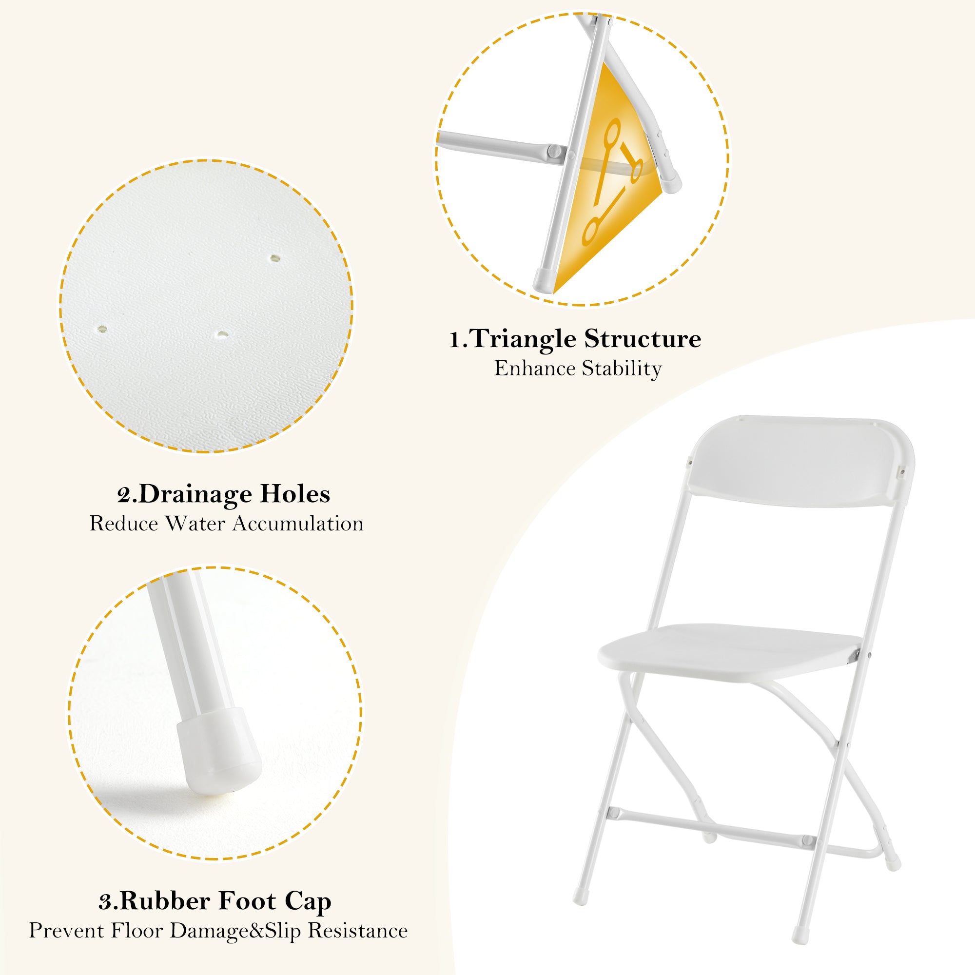Folding Chair, Indoor Outdoor Portable, Stackable for Events, Offices, Weddings, Picnics and Restaurants