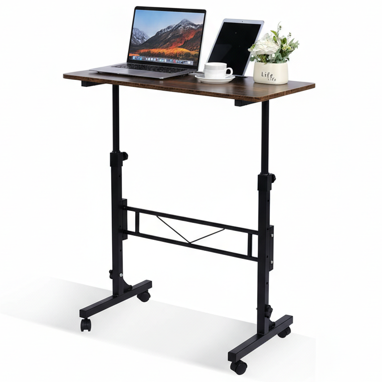 EDX Height Adjustable Standing Desk with Wheels, Single Desktop Mobile Standing Table, Rolling Computer Desk for Home Office Study Workspace, Treadmill Compatible