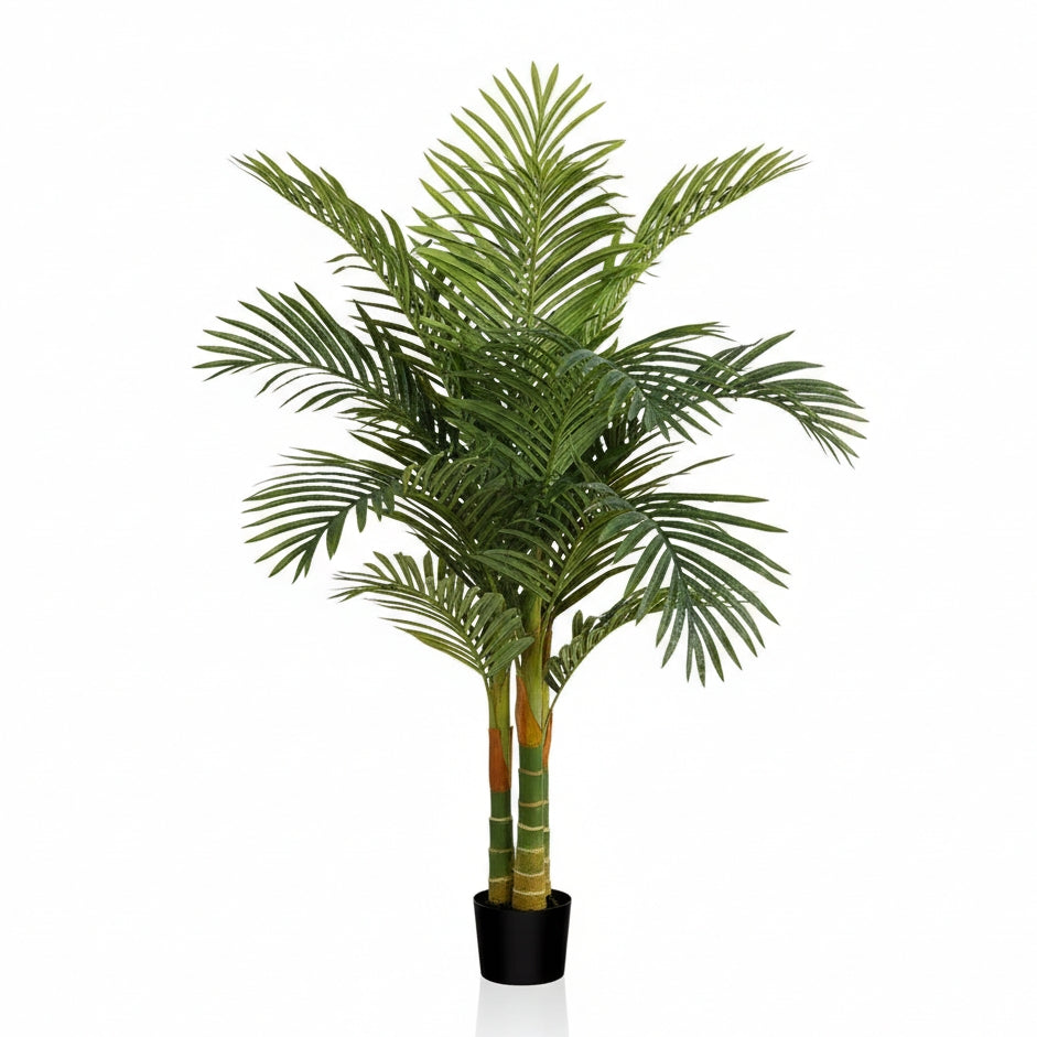 EDX Artificial Plants, Faux Tropical Greenery Decorative Plant, Pre-Potted Fake Palm with Realistic Green Leaves for Indoor Outdoor Home Office Living Room Patio Decor