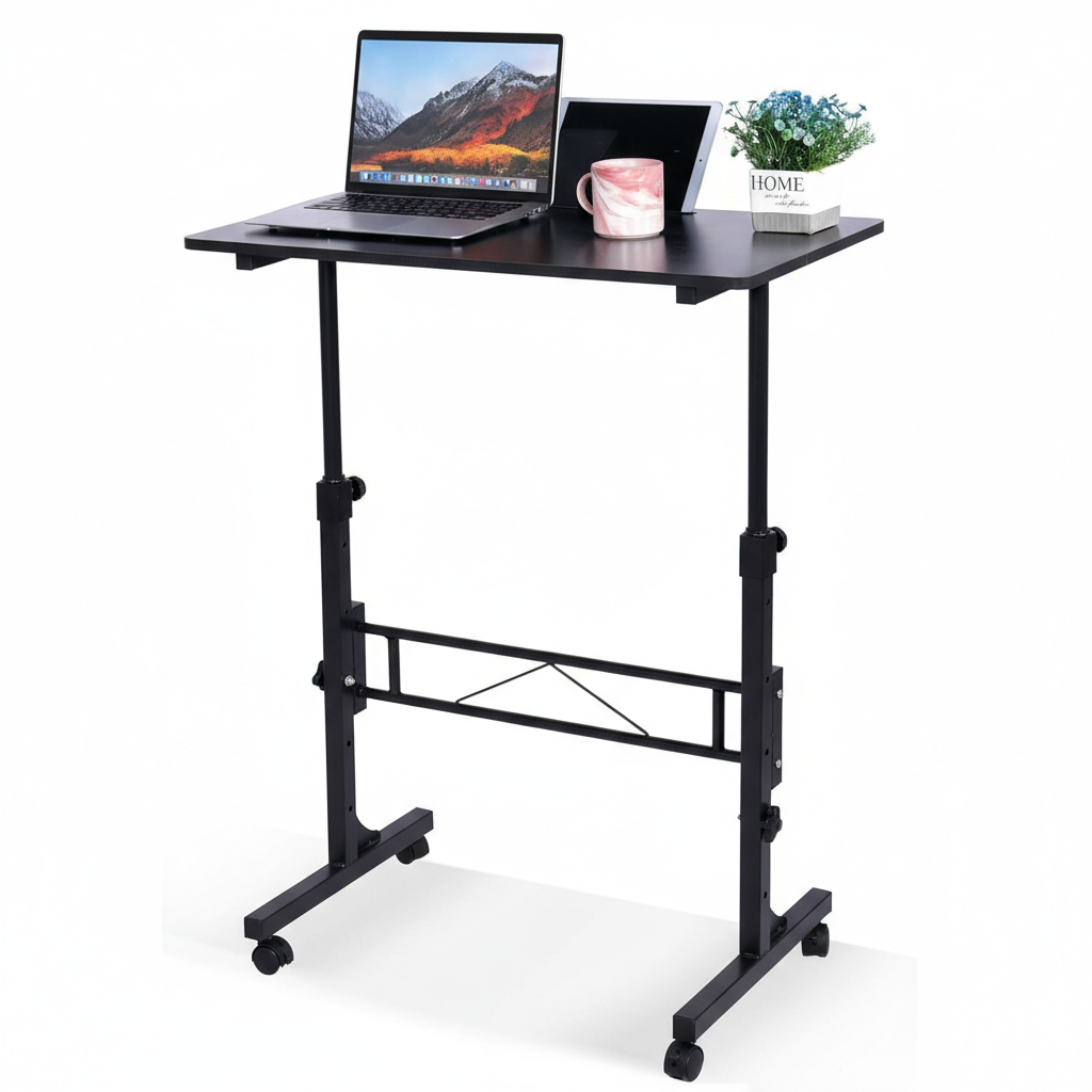 EDX Height Adjustable Standing Desk with Wheels, Single Desktop Mobile Standing Table, Rolling Computer Desk for Home Office Study Workspace, Treadmill Compatible