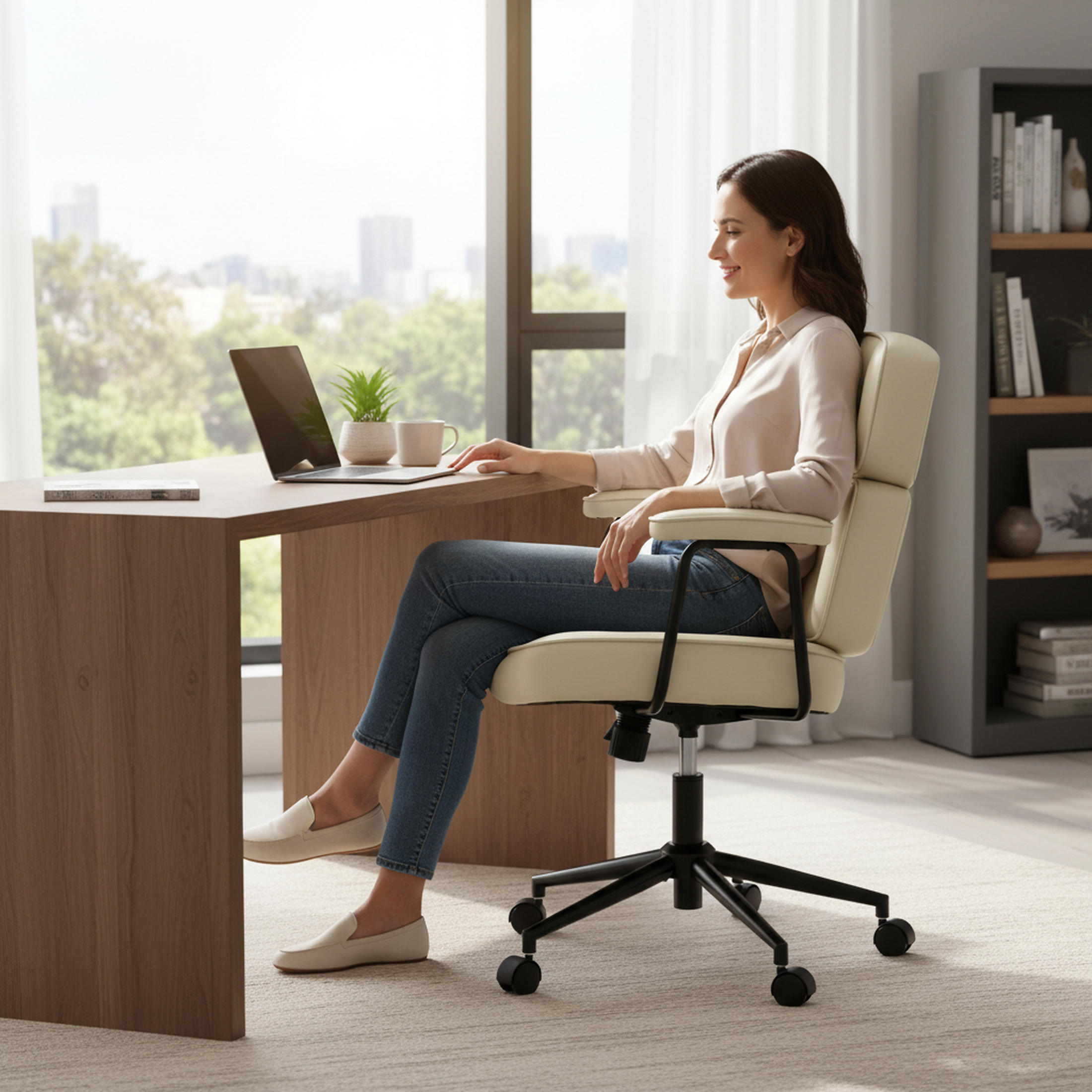 EDX Home Office Desk Chair Ergonomic Computer Chair with Lumbar Support Adjustable Height Rolling Swivel Executive Task Armrests Chair