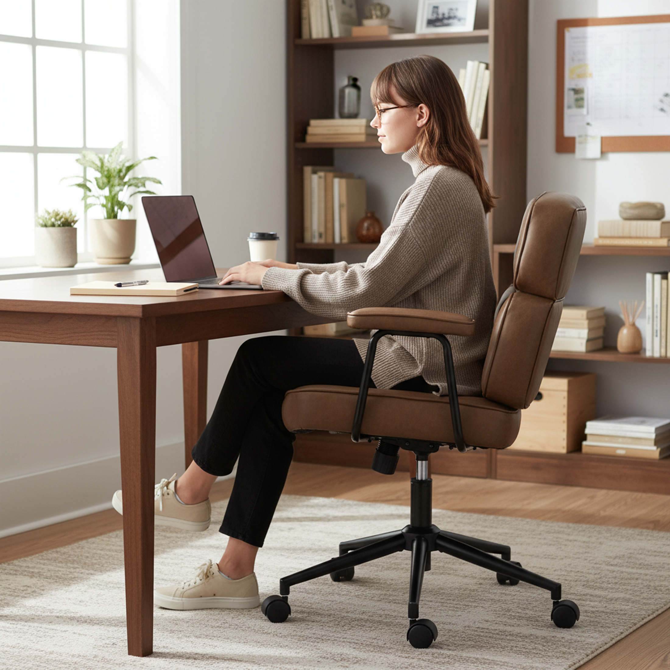 EDX Home Office Desk Chair Ergonomic Computer Chair with Lumbar Support Adjustable Height Rolling Swivel Executive Task Armrests Chair