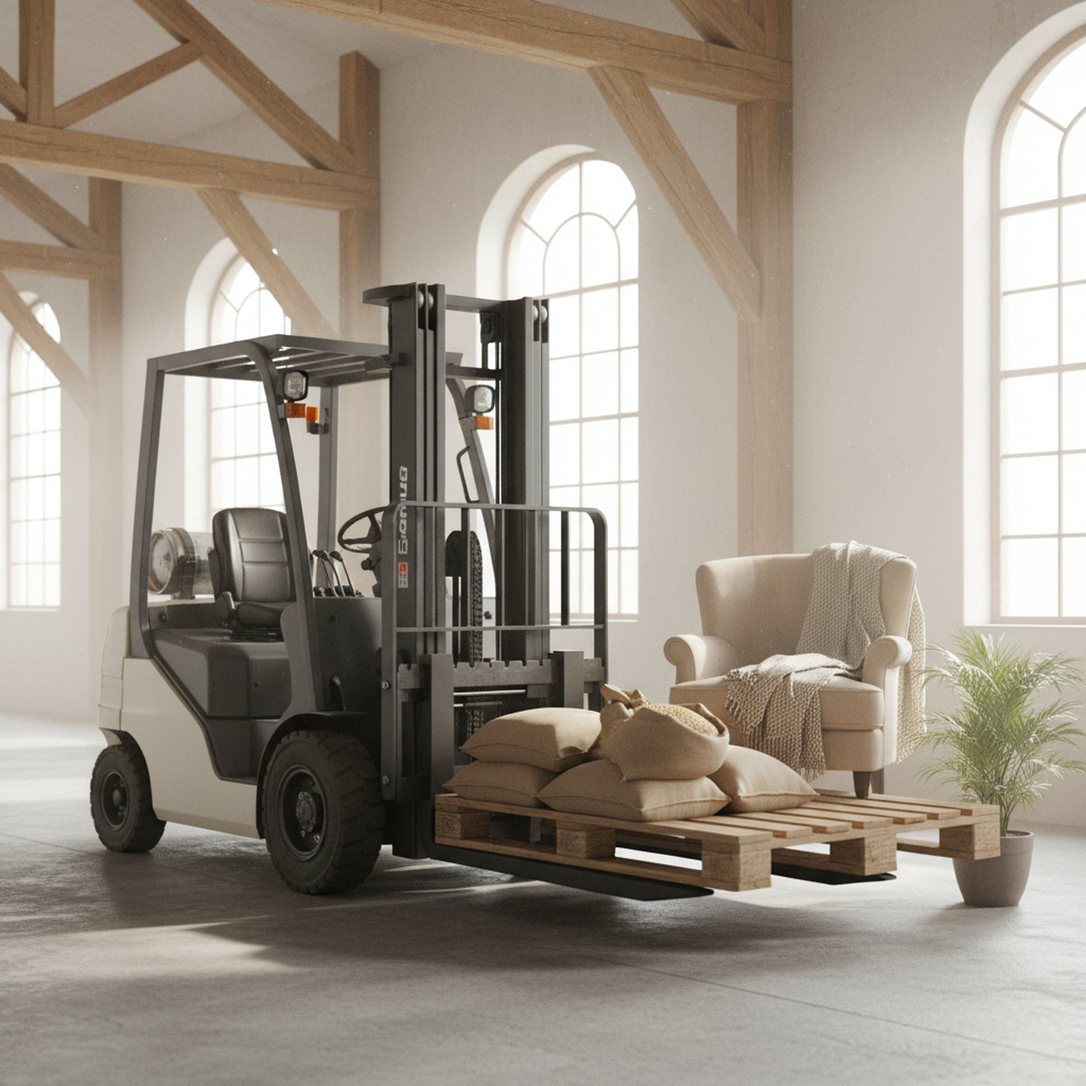 EDX Clamp On Pallet Forks, Heavy Duty Quick Attach, Adjustable Stabilizer Bar for Tractor Attachments, Skid Steer & Loader Bucket