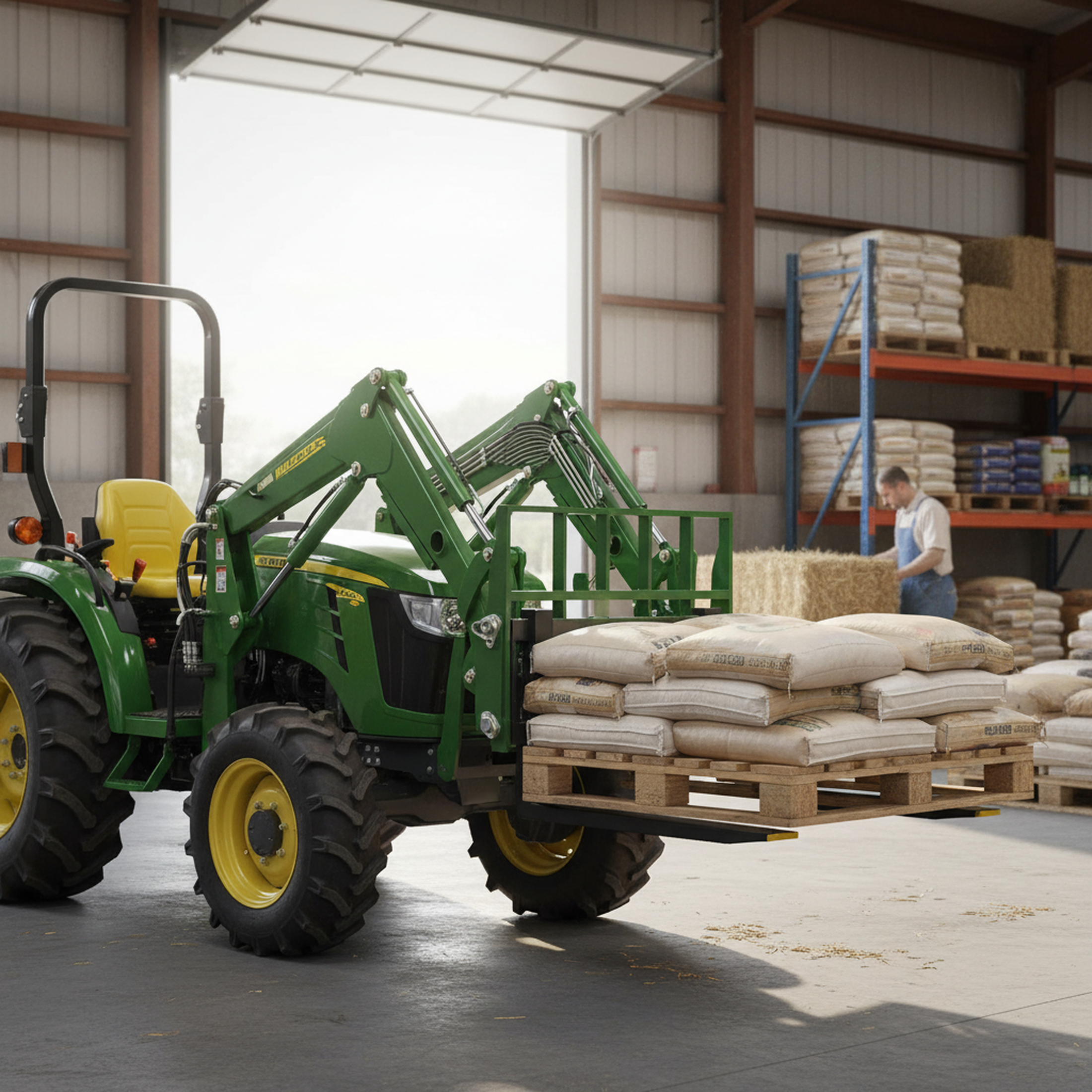 EDX Clamp On Pallet Forks, Heavy Duty Quick Attach, Adjustable Stabilizer Bar for Tractor Attachments, Skid Steer & Loader Bucket