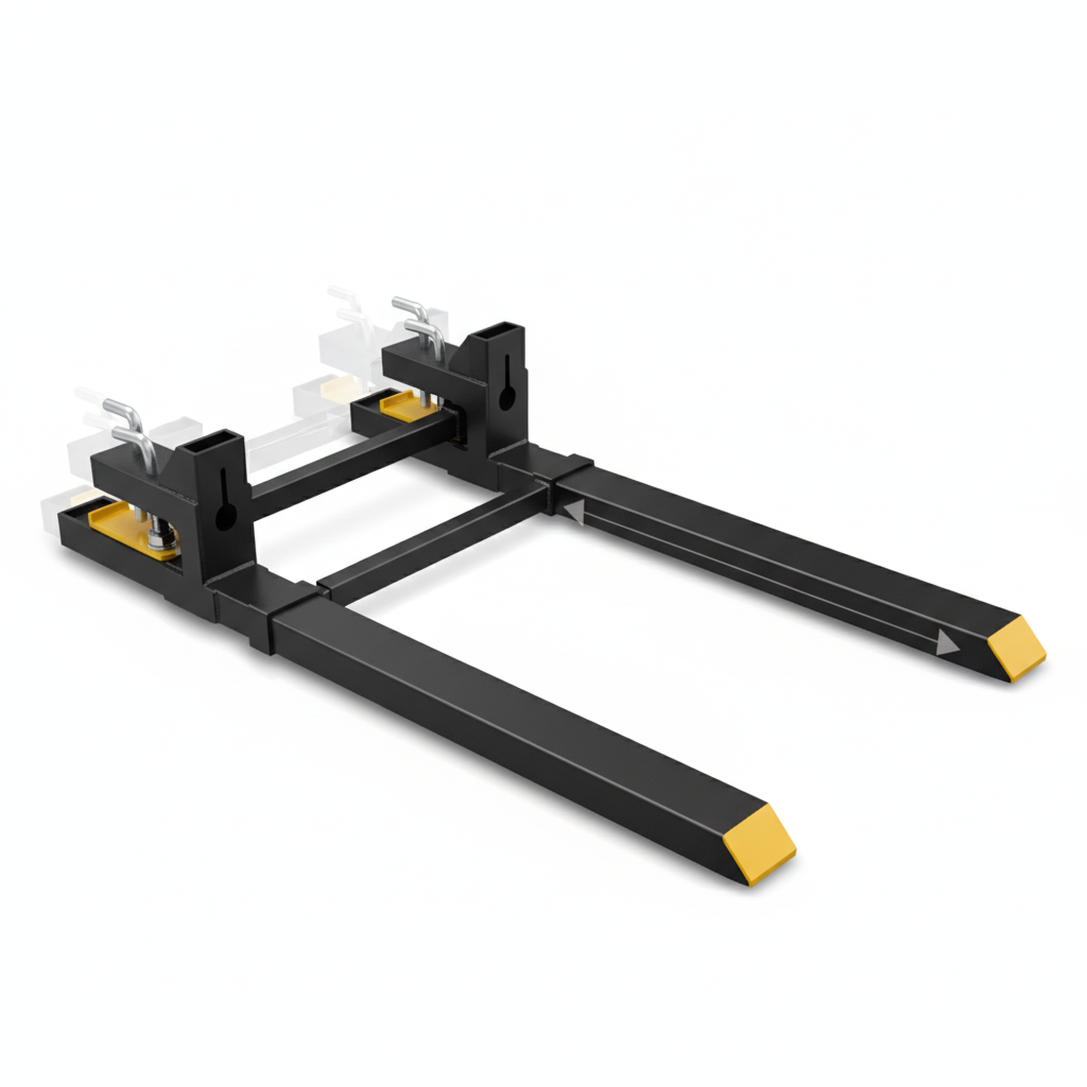 EDX Clamp On Pallet Forks, Heavy Duty Quick Attach, Adjustable Stabilizer Bar for Tractor Attachments, Skid Steer & Loader Bucket