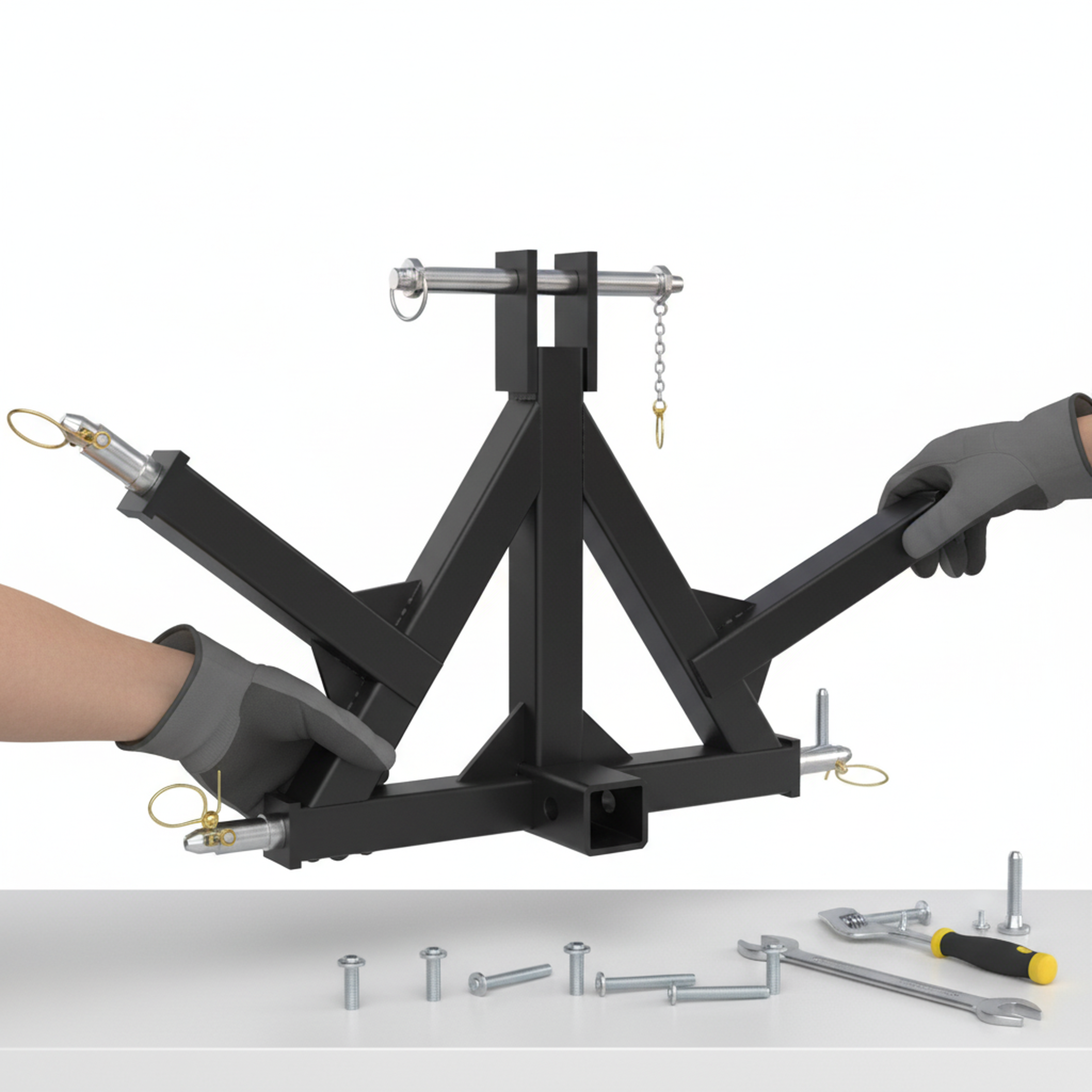 EDX Heavy Duty Category 1 Quick Hitch, 3 Point Trailer Hitch with 2" Receiver Tow Bar, Compatible with Kubota, John Deere, Yanmar, Kioti Tractors