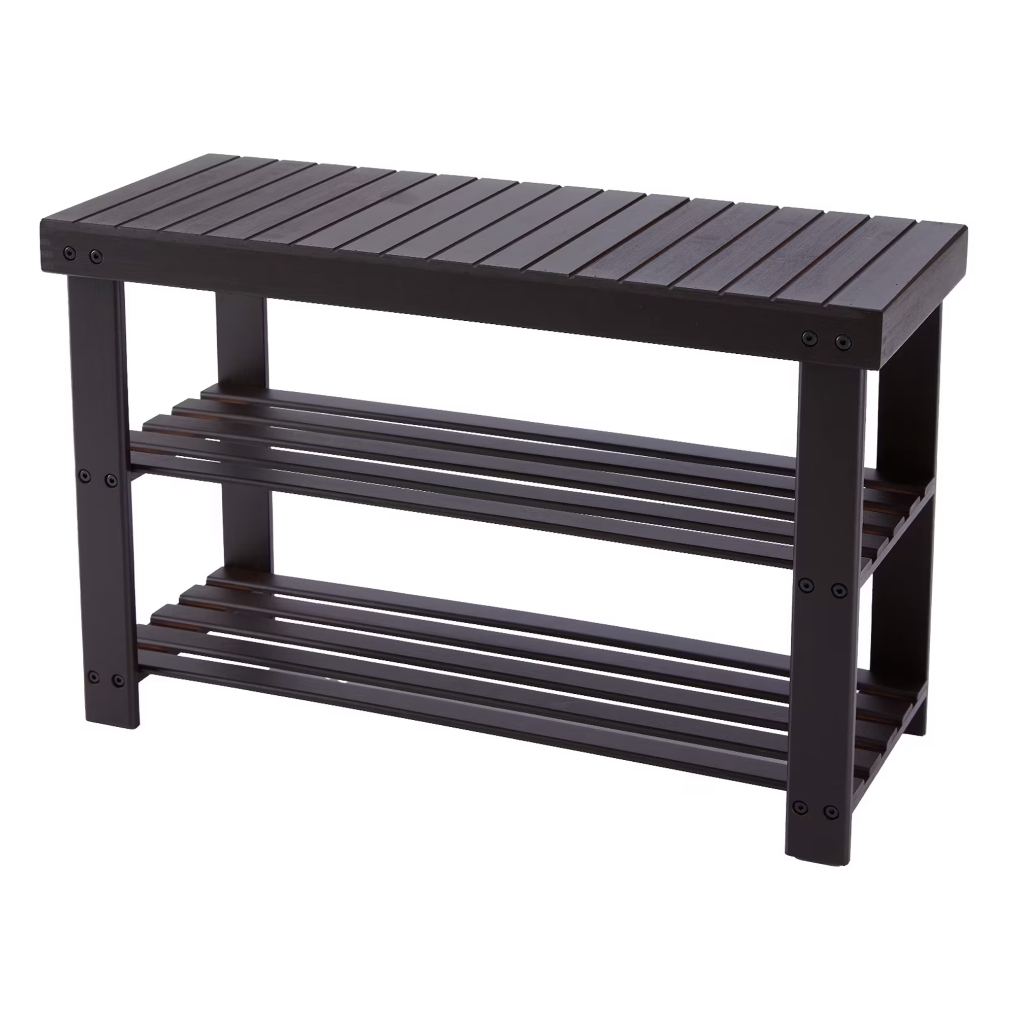 ZUNMOS 3-Tier Bamboo Shoe Rack Bench, 11.3 x 27.6 x 17.8 Inches Compact Storage Organizer with 286lb Capacity for Entryway, Bedroom and Living Room