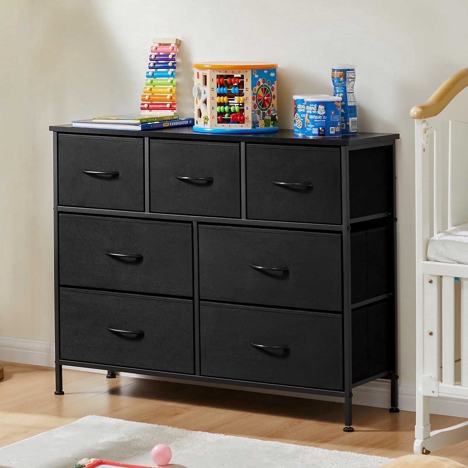 edx 7 Drawer Fabric Dresser for Bedroom, Chest of Drawer Organizer Storage Cabinet for Closet, Entryway