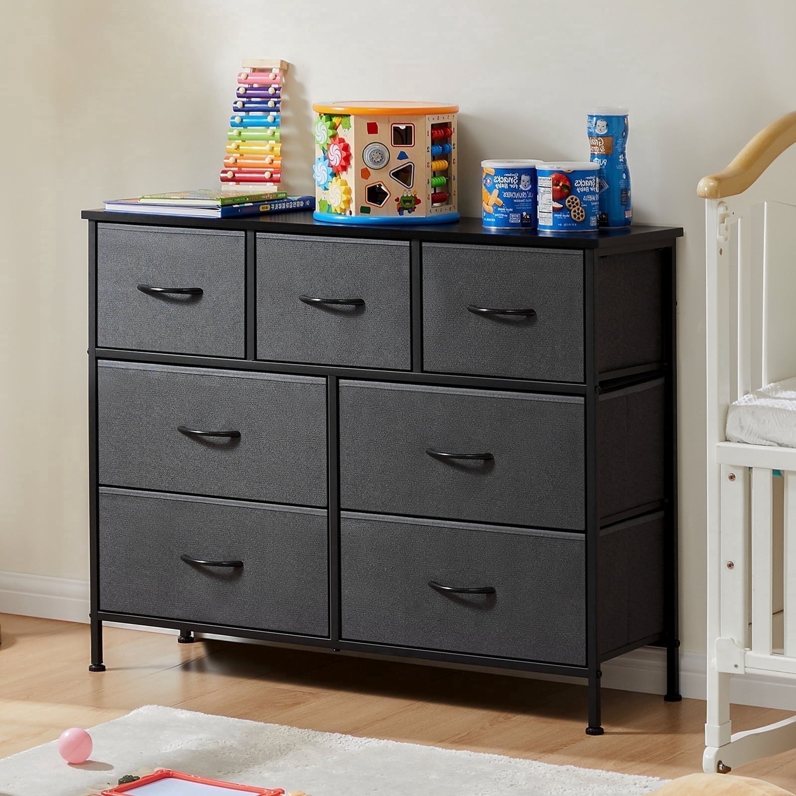 edx 7 Drawer Fabric Dresser for Bedroom, Chest of Drawer Organizer Storage Cabinet for Closet, Entryway