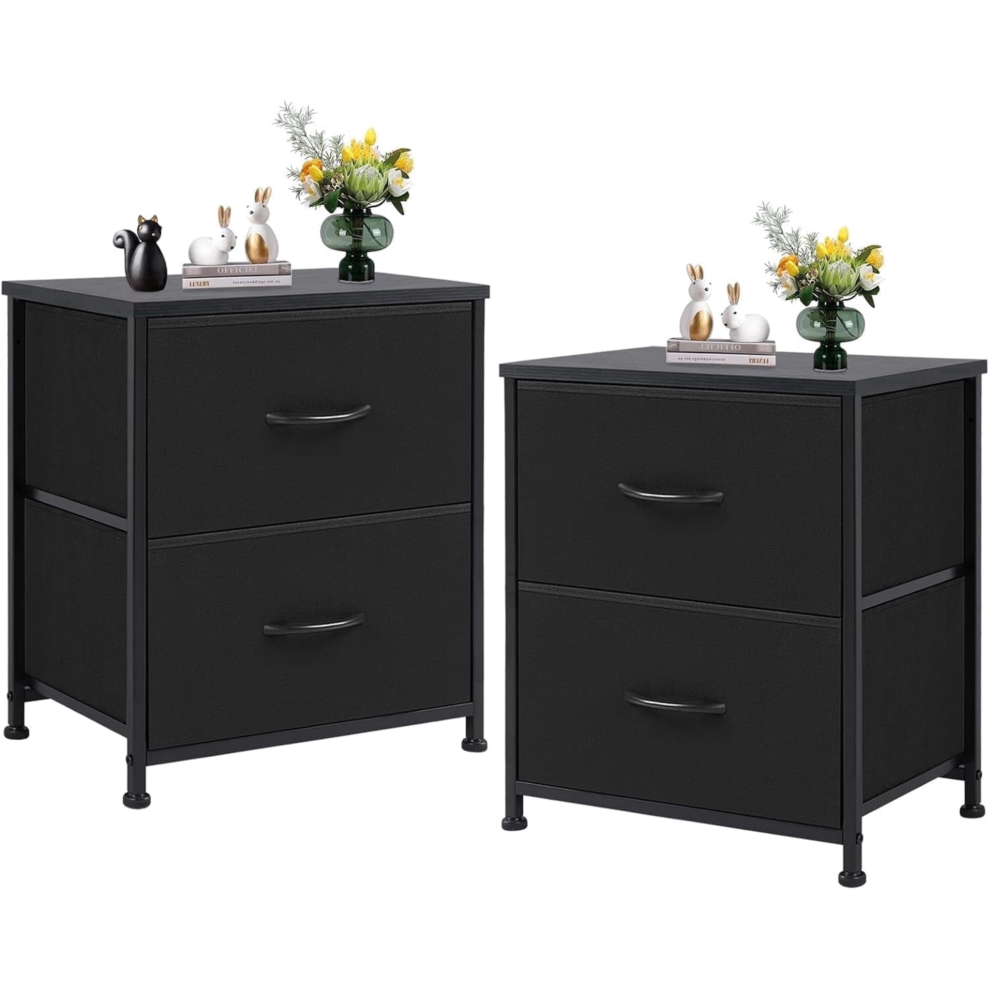 edx Nightstands Set of 2 with 2 Storage Drawers - Side Table for Bedroom, Living Room, Closet, College Dorm