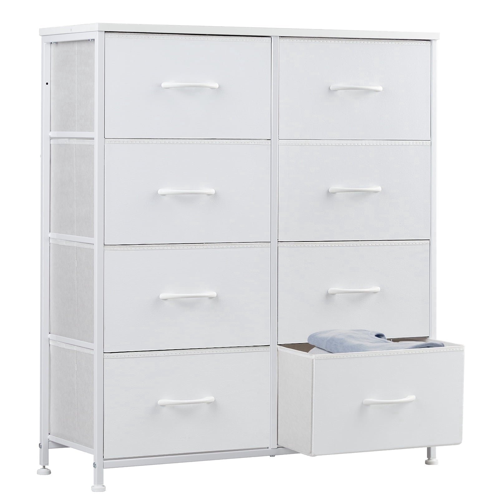 edx Tall Dresser Fabric Storage Tower with 8 Fabric Bins Drawers,Wooden Top for Kid Room, Closet, Entryway, Nursery