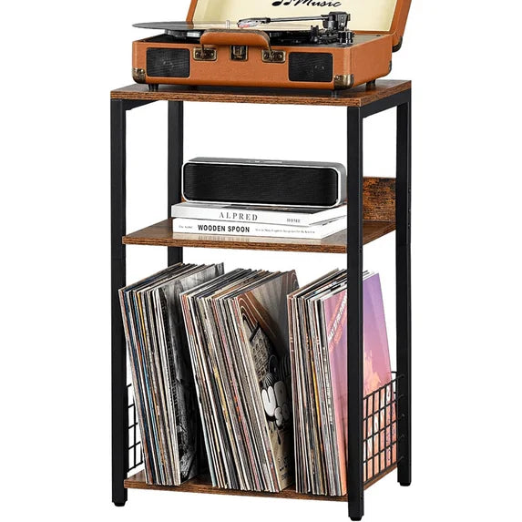 ZUNMOS 3-Tier Metal Mesh CD Rack | Industrial Media Storage Shelf
