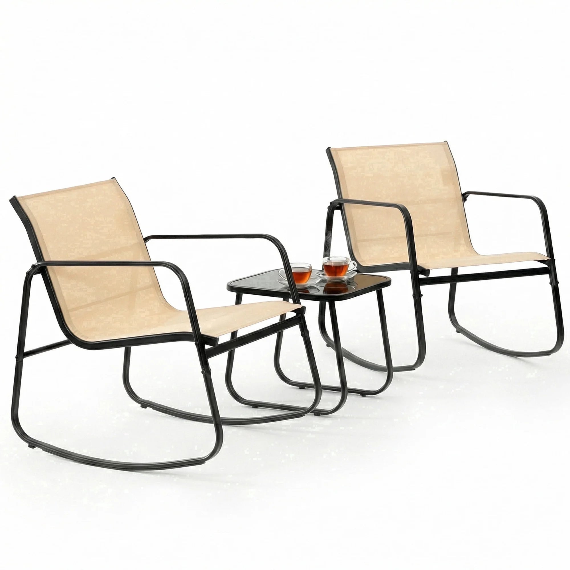ZUNMOS 3-Piece Textilene Outdoor Patio Set, Coffee Table & 2 Chairs