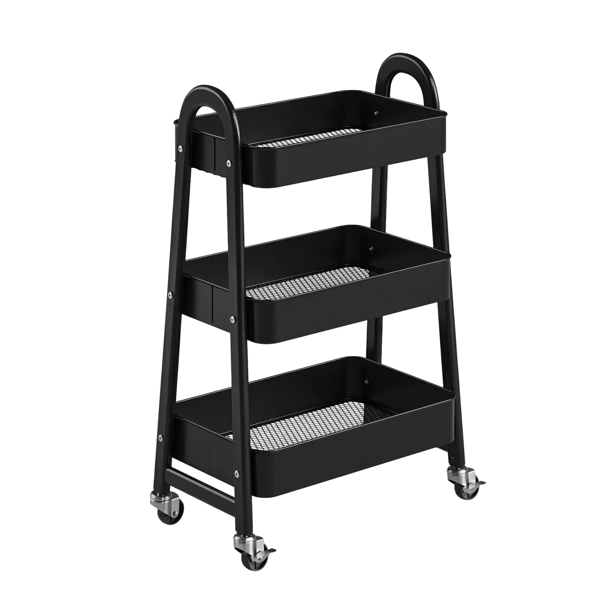 ZUNMOS 3 Tier Rolling Cart, Metal Utility Storage Cart with Lockable Wheels for Livingroom, Bathroom, Kitchen & Narrow Spaces