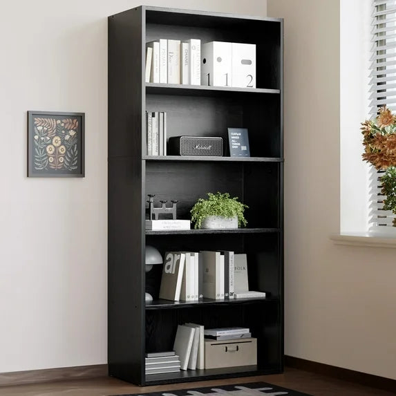 ZUNMOS Bookcase, Tall Open Industrial Standing Bookshelf Large Storage for Home Office, Living Room, Bed Room