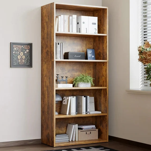 ZUNMOS Bookcase, Tall Open Industrial Standing Bookshelf Large Storage for Home Office, Living Room, Bed Room
