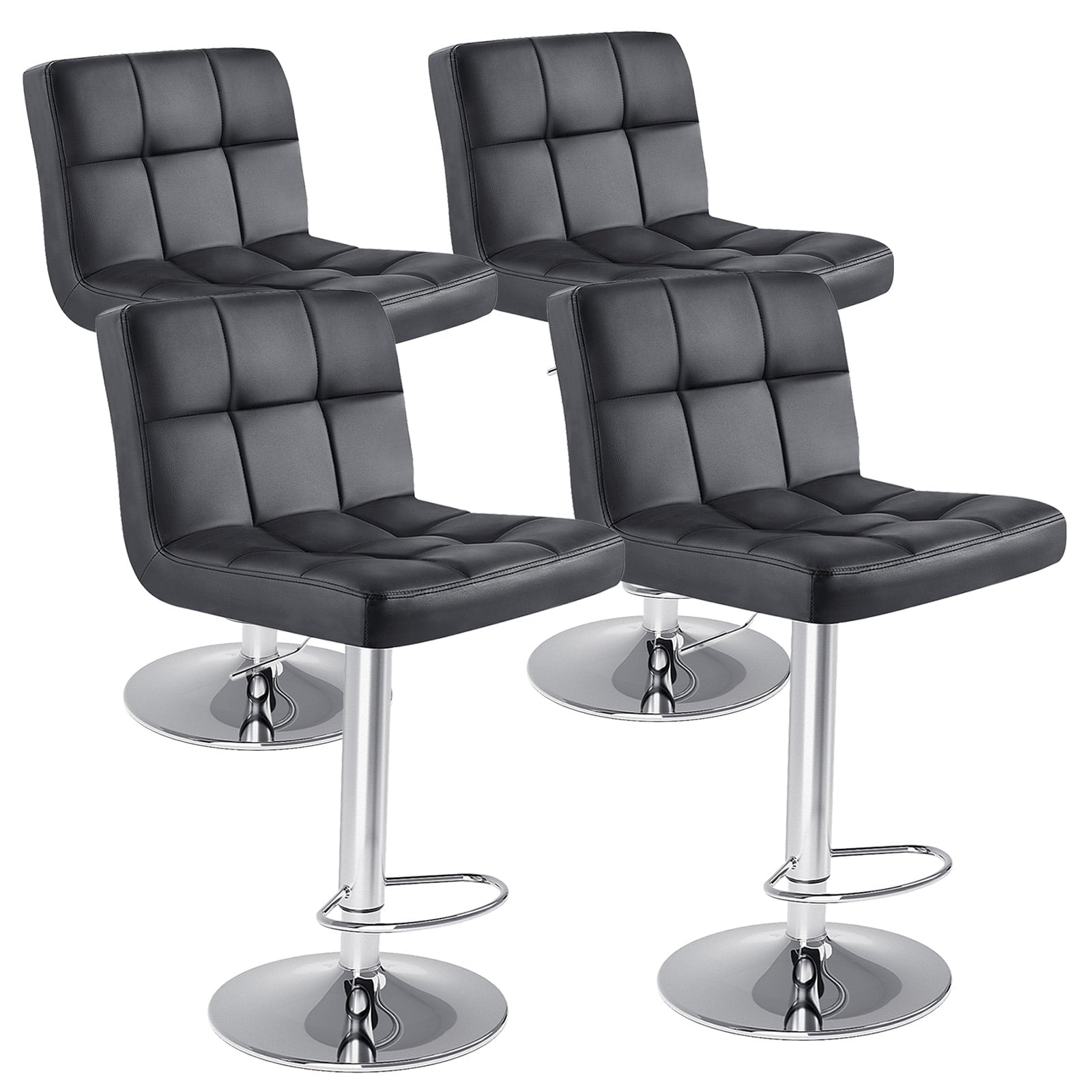 EDX Stylish and Comfortable Bar Stools Set, PU Leather Swivel, Adjustable Height, Armless Design, Perfect for Kitchen Island or Bar Counter