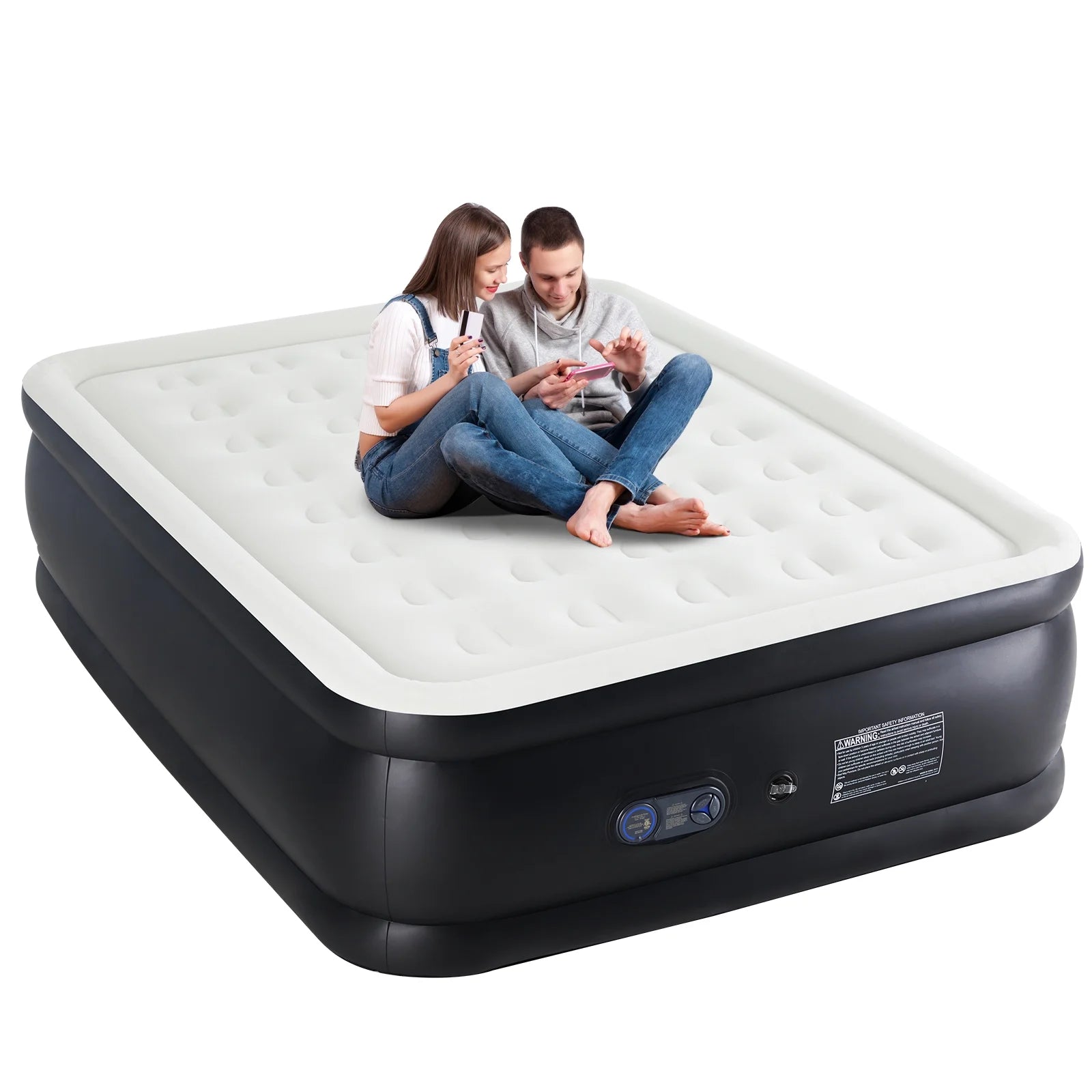 ZUNMOS Air Mattress, 18" H Portable Low Noise Colchone Inflable with Built in Pump, Maximum Weight Capacity 660 LBS Air Bed for Camping, Indoor and Family