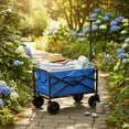 EdX Foldable Utility Cart, Heavy-Duty Multi-Functional Sports Wagon with Removable Side Panels, All-Terrain Wheels for Outdoor Camping, Gardening, and Shopping