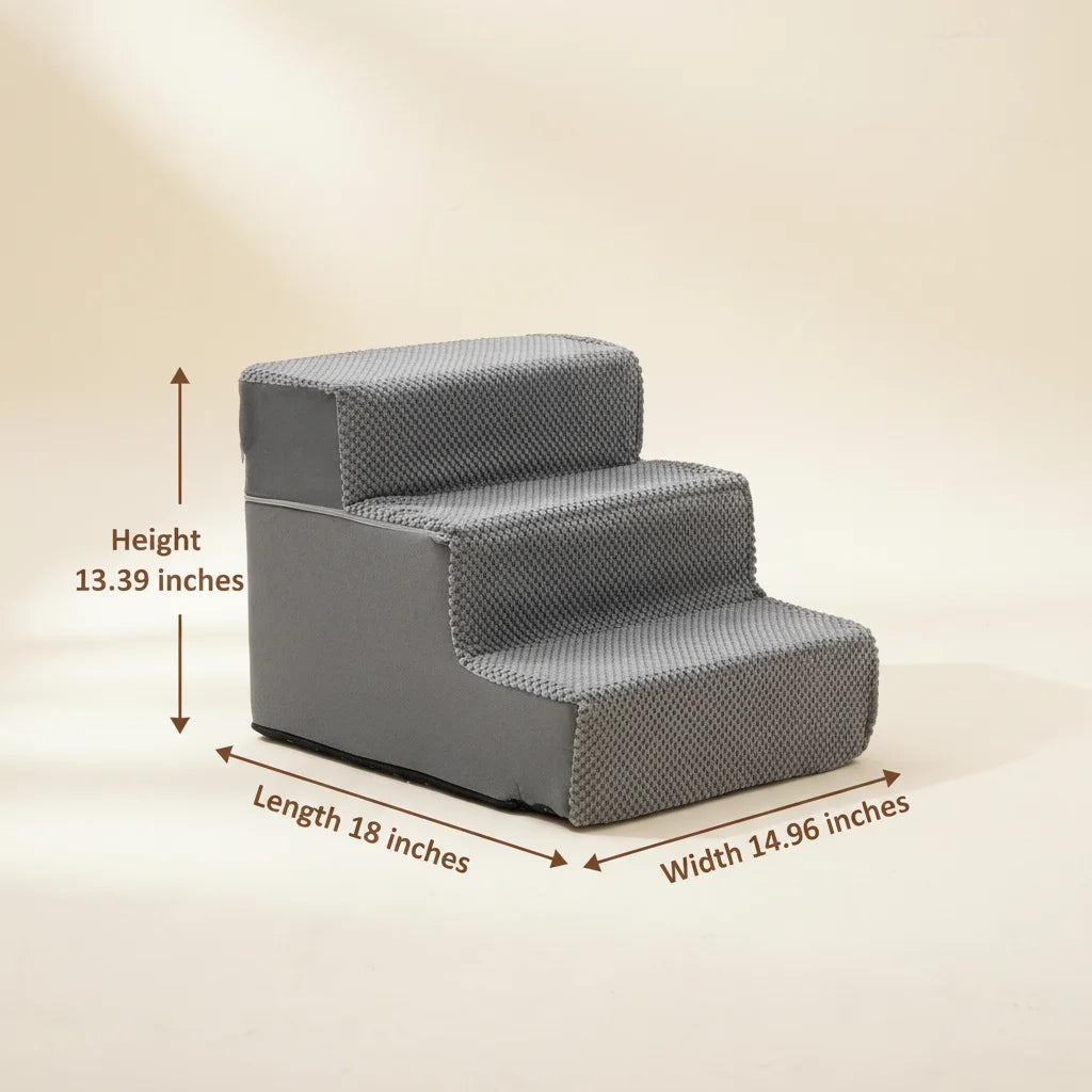 Edx Right-Angle Foldable Foam Dog Stairs - 3/4/5 Step Non-Slip Pet Ramp for Small/Medium Dogs, Fits Beds & Sofas