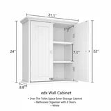 edx Wall Cabinet, Over The Toilet Space Saver Storage Cabinet, Bathroom Organizer with 2 Doors, white