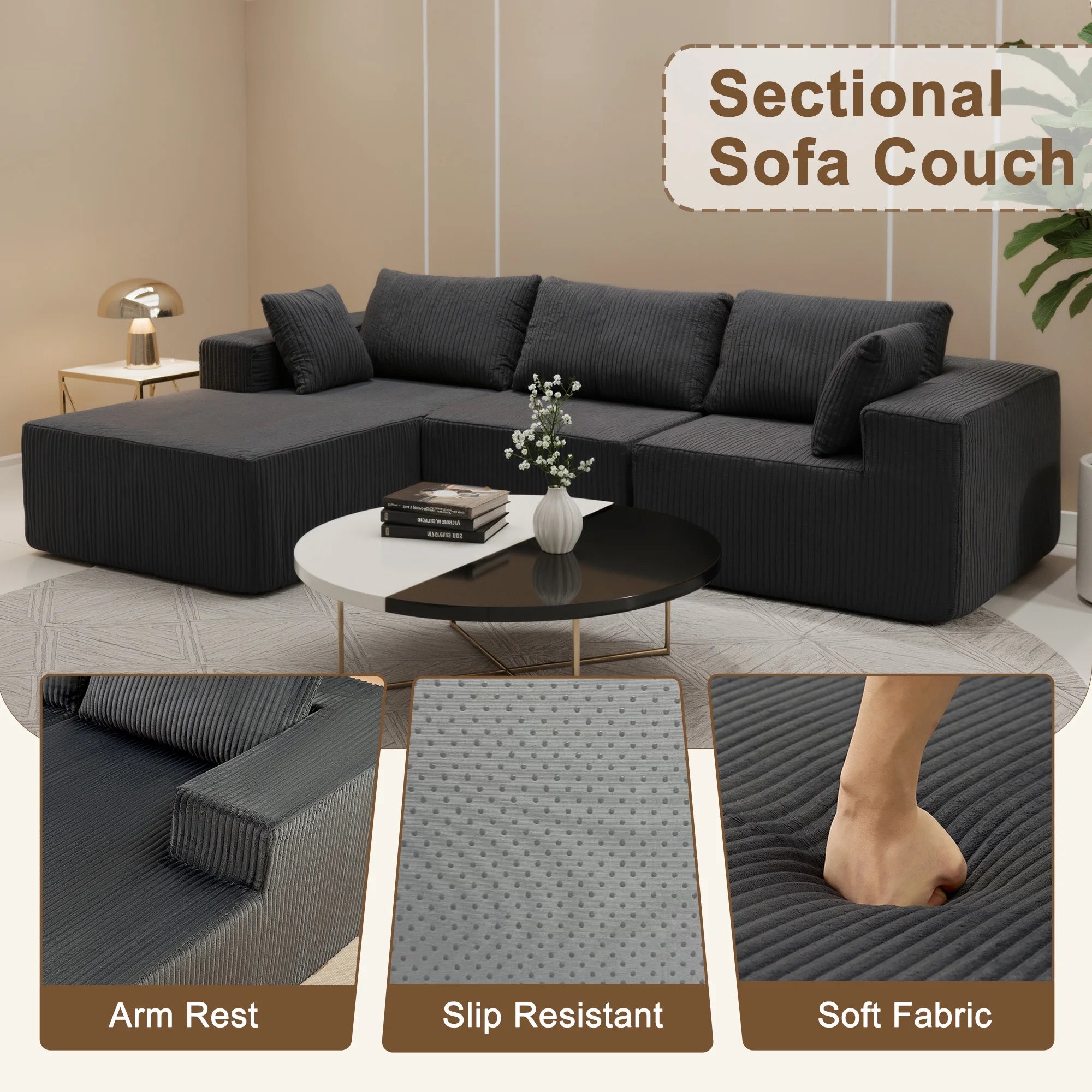 edx Convertible Modular Sectional Sofa installation 4 Seat L Shaped Modern Sofa Couch Bed
