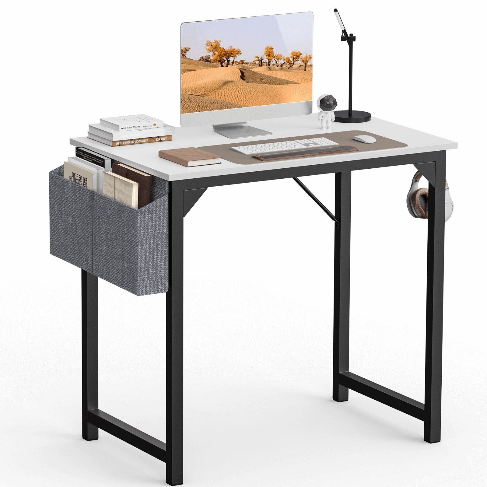 edx Computer Desk - 32/40/47/55/63 inch Student Kids Study Wooden Desk with Headphone Hook and Storage Bag for Bedroom, Living Room, Study Room