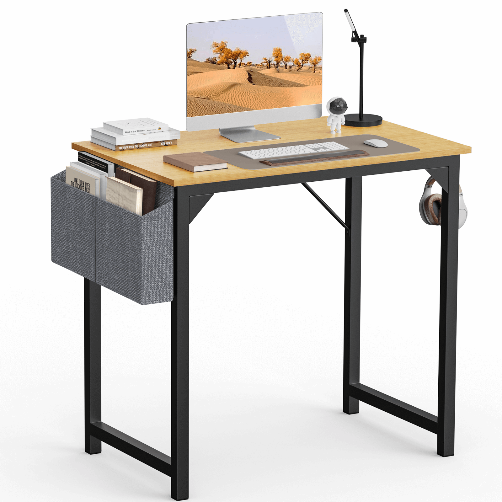 edx Computer Desk - 32/40/47/55/63 inch Student Kids Study Wooden Desk with Headphone Hook and Storage Bag for Bedroom, Living Room, Study Room